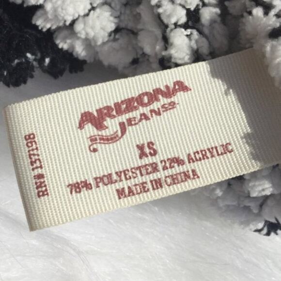 Arizona Jean Chunky Black White Striped Sweater XS Fuzzy Soft Comfy Extra Small - Picture 3 of 6